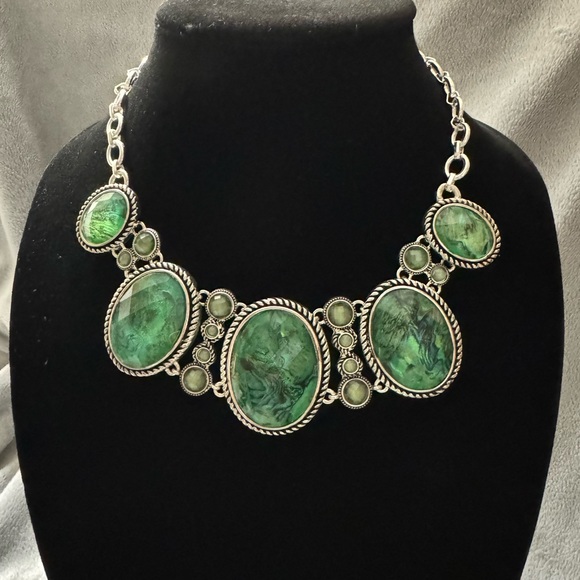 Napier Jewelry - Napier Abstract Green Cabochon Statement Necklace